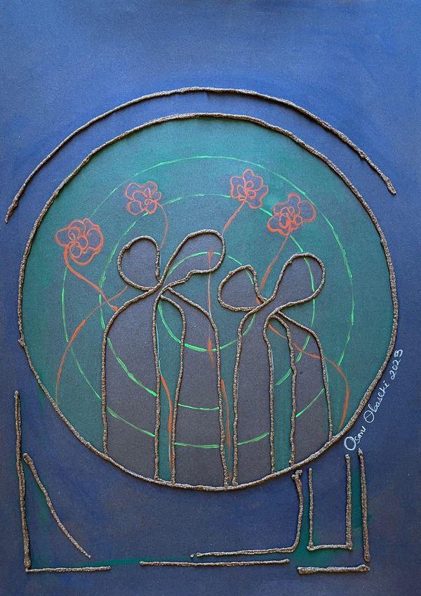 Osaru Obaseki The Vibe, 2023 Sand and acrylics on paper 50 x 35 cm