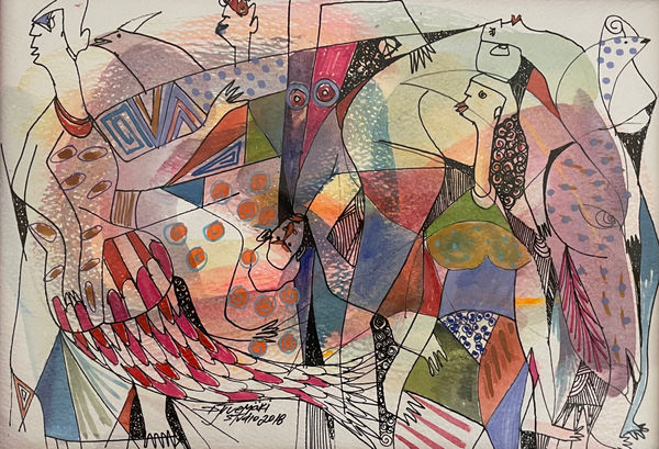 Samuel Djive The mermaid's kiss, 2018 Watercolor, ink, permanent marker and acrylic on paper 21 x 29.7 cm