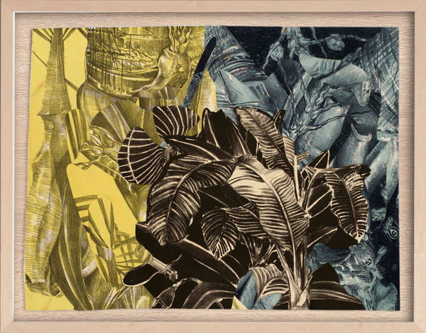 Liliane Dardot e Marcelo Silveira em Arejar, Palmeira e Fiat lux, 1982/2025 litografia e colagem 42,5 x 90 cm