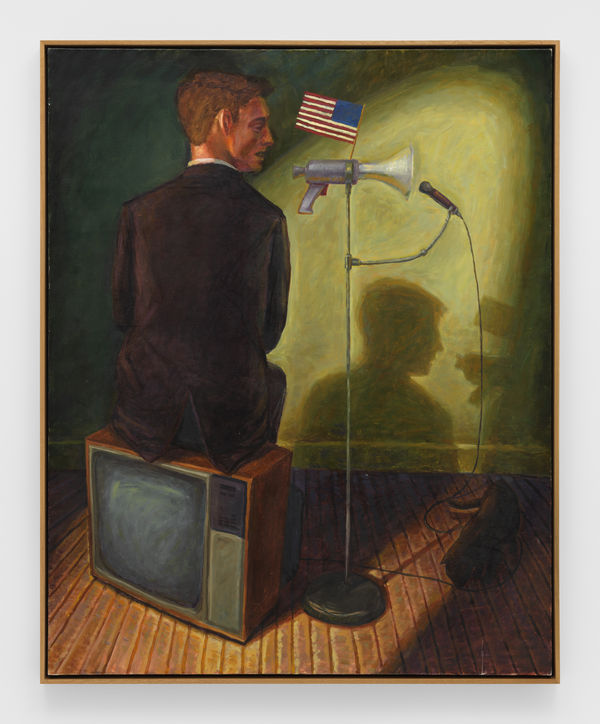 Hugh Steers Flag, Megaphone, 1992 Oil on canvas 72 x 58 1/8 in (182.9 x 147.6 cm) 73 3/4 x 59 7/8 x 2 3/8 in framed (187.3 x 152.1 x 6 cm framed)