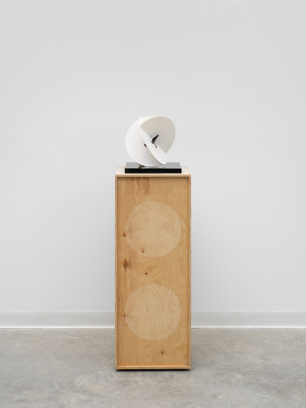 Karlos Cárcamo A Concrete Movement (For George Floyd), 2020 White vinyl records, black plexiglass, latex and spray enamel, and plywood pedestal 54 x 16 x 16 in (137.2 x 40.6 x 40.6 cm)