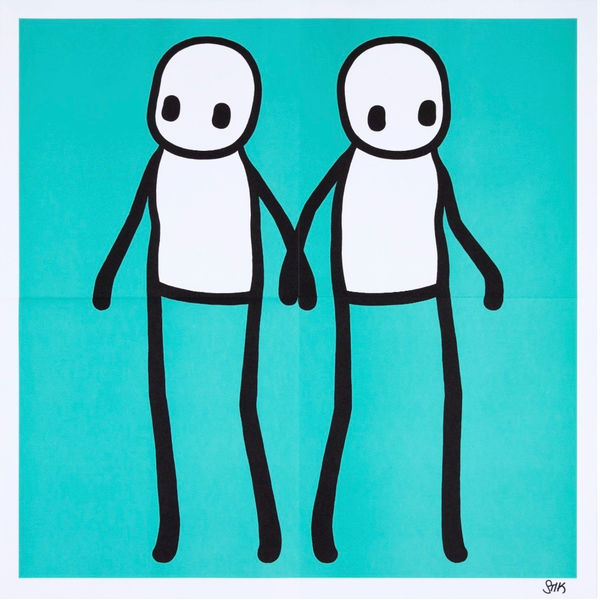Stik, Stik, Holding Hands, Signed. Teal, 2020
