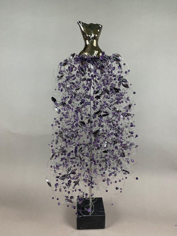 Estella Fransbergen, 192999 High Fired Clay Torso with Amethyst & Purple Shells