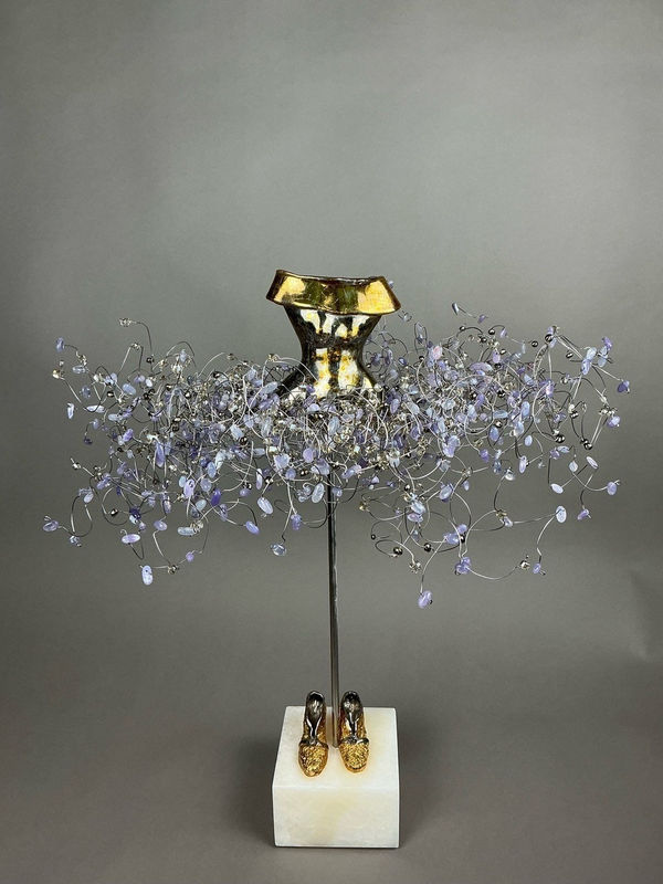 Estella Fransbergen, 193773 White & Yellow Gold Clay Torso with Hematite, Purple Chalcedony & Shoes