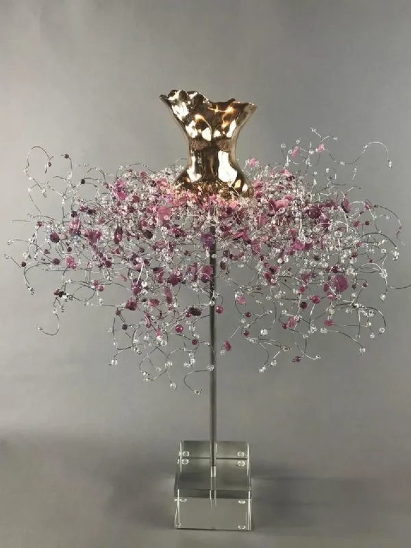 Estella Fransbergen, High Polished Bronze Torso w/Rubies, Austrian Crystals & Quartz 190545