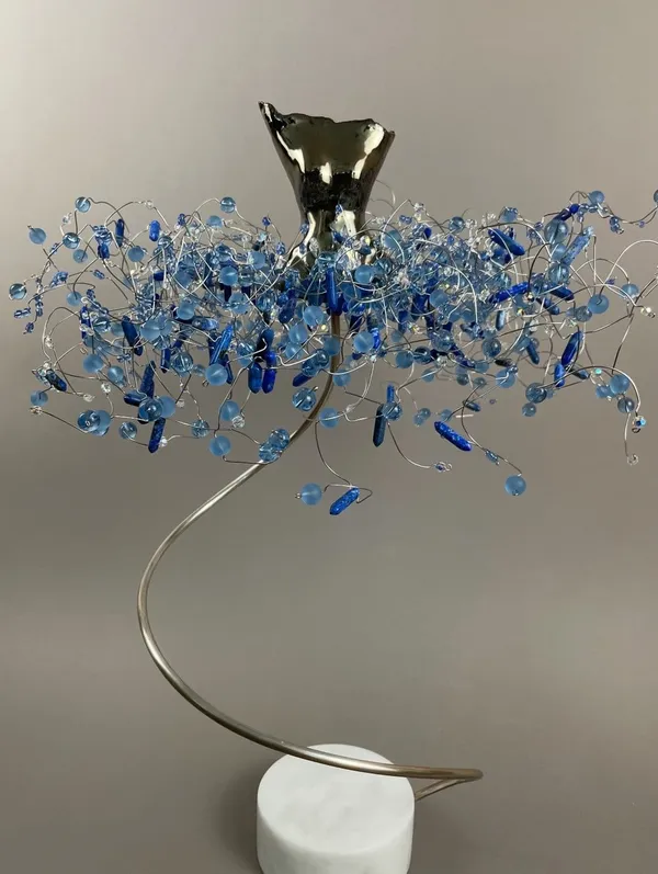 Estella Fransbergen, 193772 High Fired Clay Torso with Lapis, Blue Glass & European Crystal