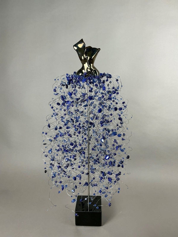 Estella Fransbergen, 193776 High Fired Clay Torso with Lapis & Sapphire Blue European Crystals