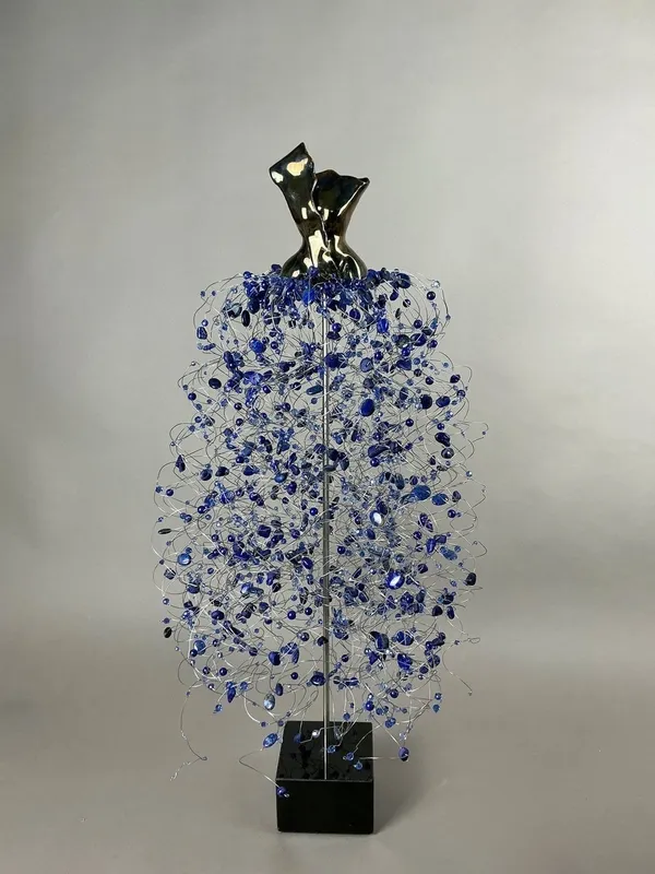 Estella Fransbergen, 193776 High Fired Clay Torso with Lapis & Sapphire Blue European Crystals