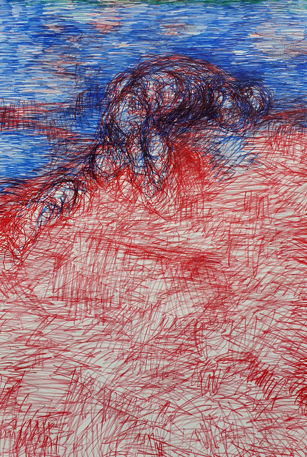 Zsolt Berszán Untitled, 2021 permanent marker on canvas 200 x 140 cm 78 3/4 x 55 1/8 in