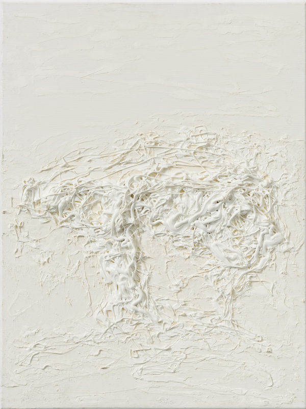 Zsolt Berszán Untitled 05, 2017 white adhesive and white oil painting on canvas 80 x 60 cm 31 1/2 x 23 5/8 in