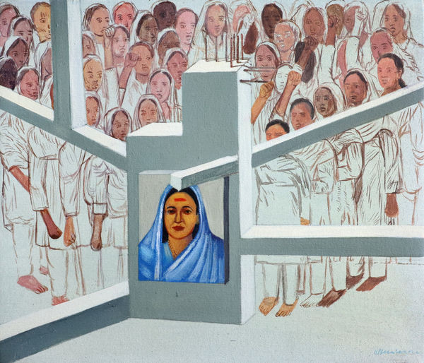 Vikrant Bhise Pillars of Equality 2, 2022 Acrylic on canvas 30.5 x 35.6 cm 12 x 14 in