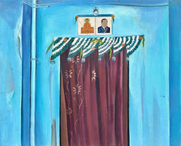 Vikrant Bhise Home Wall, 2023 Oil on canvas 45.7 x 61 cm 18 x 24 in