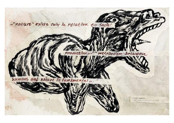 Anupam Roy Land guards_7, 2022 Acrylic, Distemper, Ink and Graphite on Lokta Paper (Nepali Handmade Paper) 50.8 x 76.2 cm 20 x 30 in