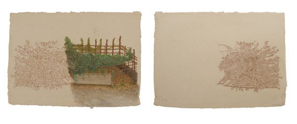 Dakshayani Chippada Beyond Comparison - 4, 2025 Hand stitched with copper wire and colour pencil on Wasli paper 38.1 x 55.9 cm 15 x 22 in