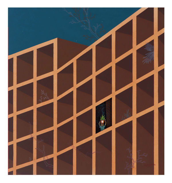 Digbijayee Khatua Constructive Walls, 2022 Watercolor & 3D hand cut paper on paper 30.5 x 27.9 cm 12 x 11 in