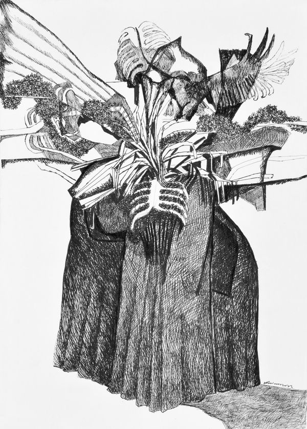 Vikrant Bhise Constitutional Crisis (Muslim Women at CAANRC), 2022 Ink pen on paper 29.7 x 21.1 cm 11 3/4 x 8 1/4 in