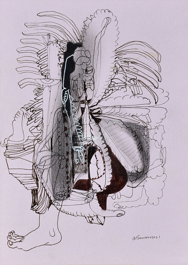 Vikrant Bhise Existence: Conflicts, Poverty 48, 2022 Gouache on paper 17.8 x 12.7 cm 7 x 5 in