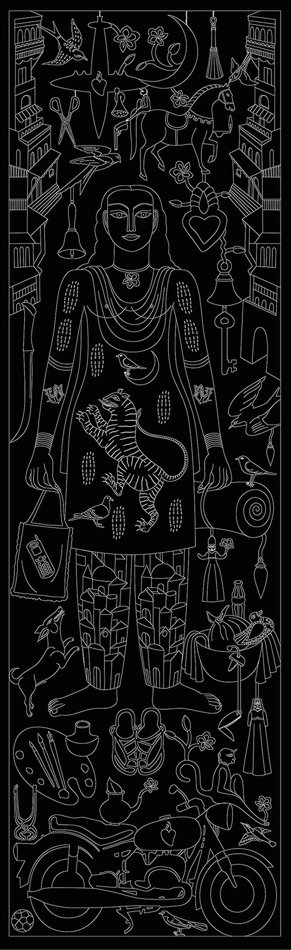 Rekha Rodwittiya The guarded megalopolis of the feminine heart- Version II, 2014 Digital print on paper 185.4 x 63.5 cm 73 x 25 in Edition 1 of 3