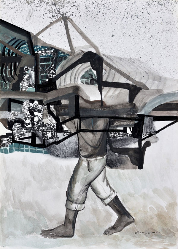 Vikrant Bhise Constitution, Labour, and Democracy IV, 2022 Watercolour and ink on paper 29.7 x 21.1 cm 11 3/4 x 8 1/4 in