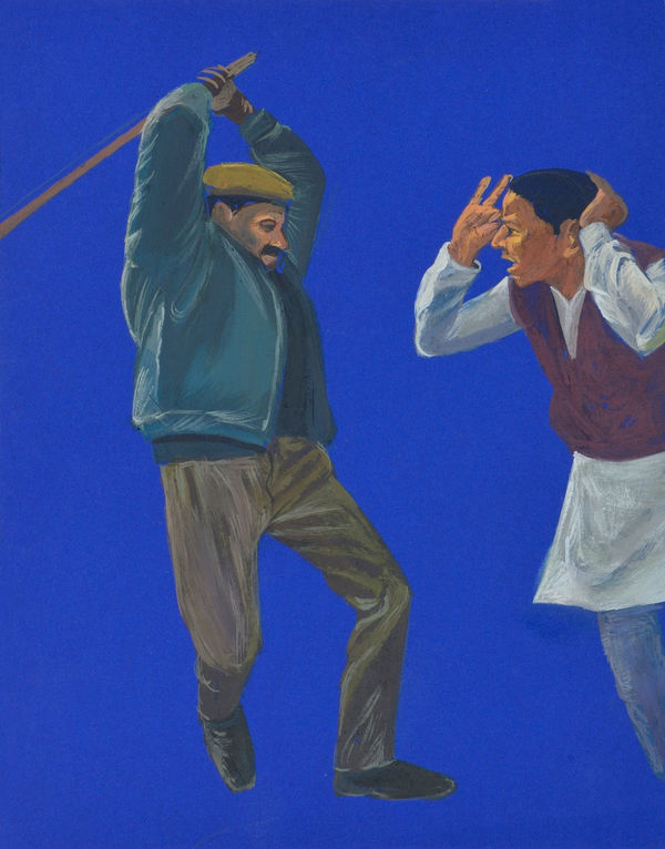 Vikrant Bhise Protest I, 2023 Gouache on paper 22.9 x 17.8 cm 9 x 7 in