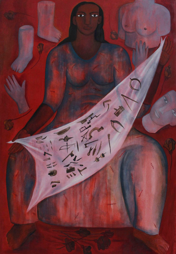 Rekha Rodwittiya The Other Pieta, 1995 Acrylic and Oil on canvas 180.3 x 116.8 cm 71 x 46 in