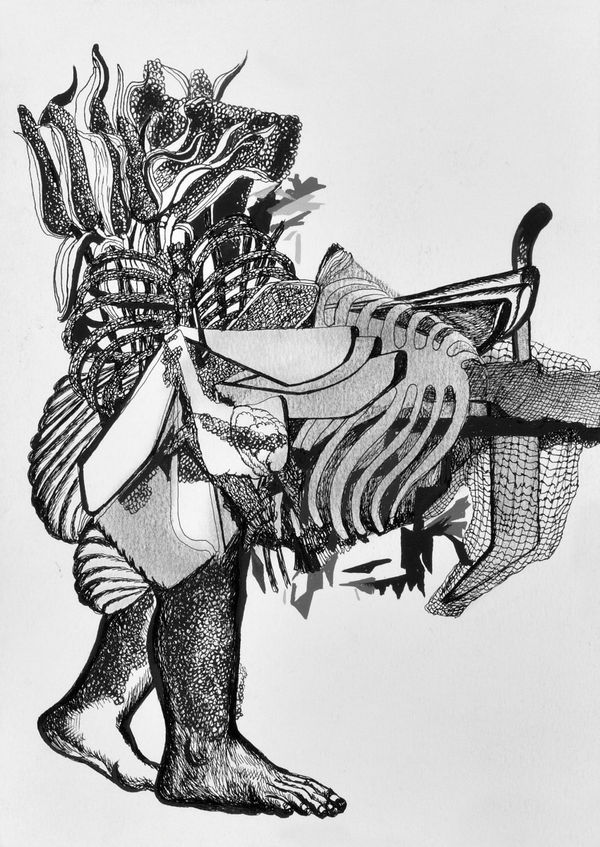 Vikrant Bhise Book of Baluta (10), 2022 Watercolour and pen on paper 21.6 x 27.9 cm 8 1/2 x 11 in