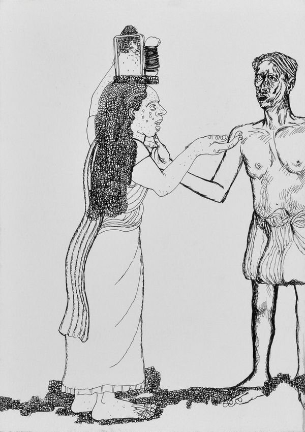 Vikrant Bhise Book of Baluta (13), 2022 Watercolour and pen on paper 21.6 x 27.9 cm 8 1/2 x 11 in