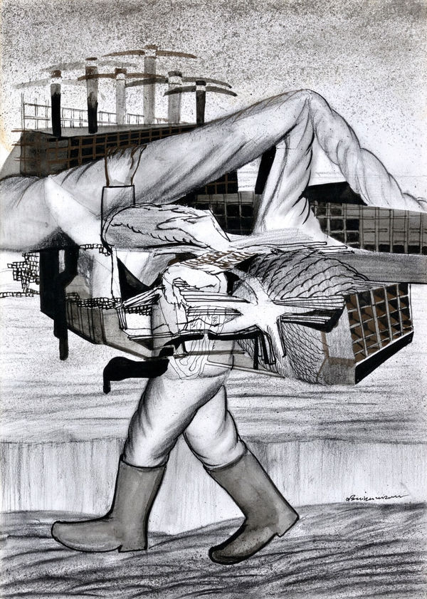 Vikrant Bhise Constitution, Labour, and Democracy III, 2022 Watercolour and ink on paper 29.7 x 21.1 cm 11 3/4 x 8 1/4 in