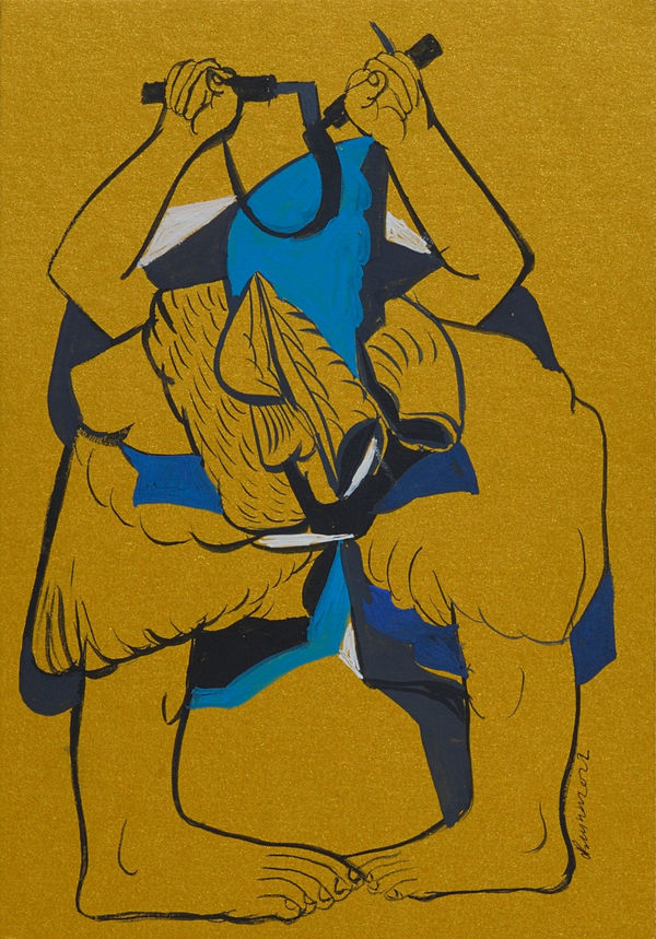 Vikrant Bhise Existence: Conflicts, Poverty 03, 2022 Gouache on paper 17.8 x 12.7 cm 7 x 5 in