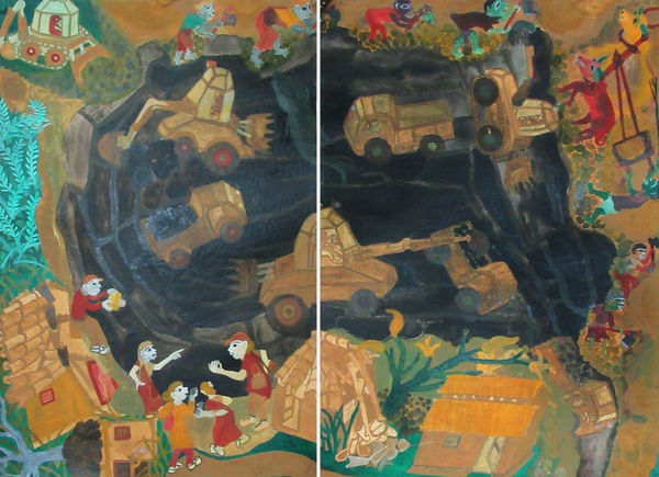 Rajkumar Untitled, 2017 Watercolour and acrylic on paper 106.7 x 142.2 cm 42 x 56 in (Diptych)