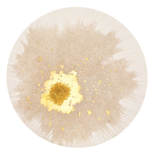 Dhara Mehrotra Labyrinth XI, 2022 Acrylic, fiber and ink on canvas 91.4 cm (diameter) 36 in