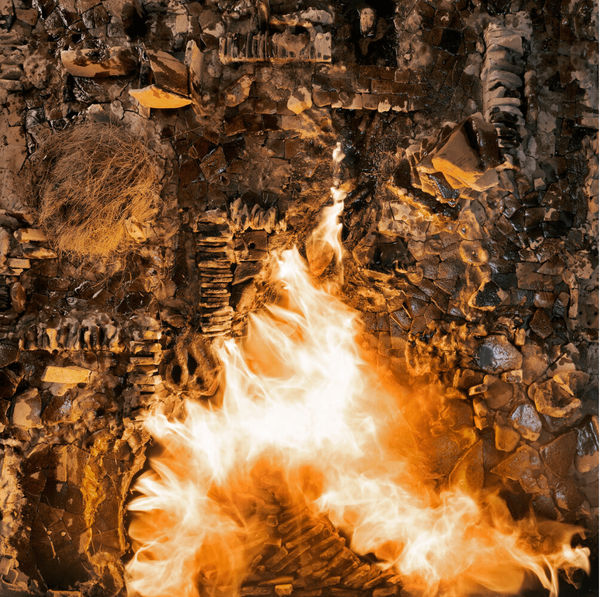 A photographic print by Vivan Sundaram titled Burning River from the Terraoptics series