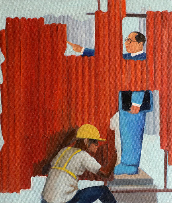 Vikrant Bhise The Rise of Protests 23, 2021 Oil on canvas 31 x 36 cm 12 1/4 x 14 1/8 in