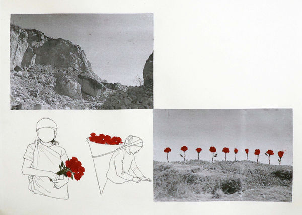 Naphisabiang Khongwir Landscaping 2, 2021 Printed photograph, watercolour and pen on paper 30 x 40.6 cm 11 3/4 x 16 in