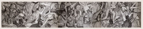 Vikrant Bhise Rising Protest, 2022 Mix media on raw canvas 121.9 x 731.5 cm 48 x 288 in