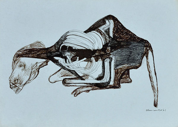 Vikrant Bhise Existence: Conflicts, Poverty 24, 2022 Gouache on paper 17.8 x 12.7 cm 7 x 5 in