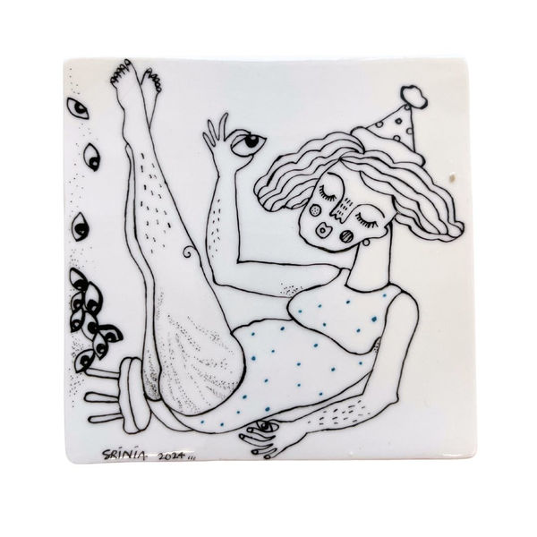 Srinia Chowdhury Memoirs of Manka, 2024 Overglaze painting on porcelain 11.9 x 11.9 cm 4 3/4 x 4 3/4 in