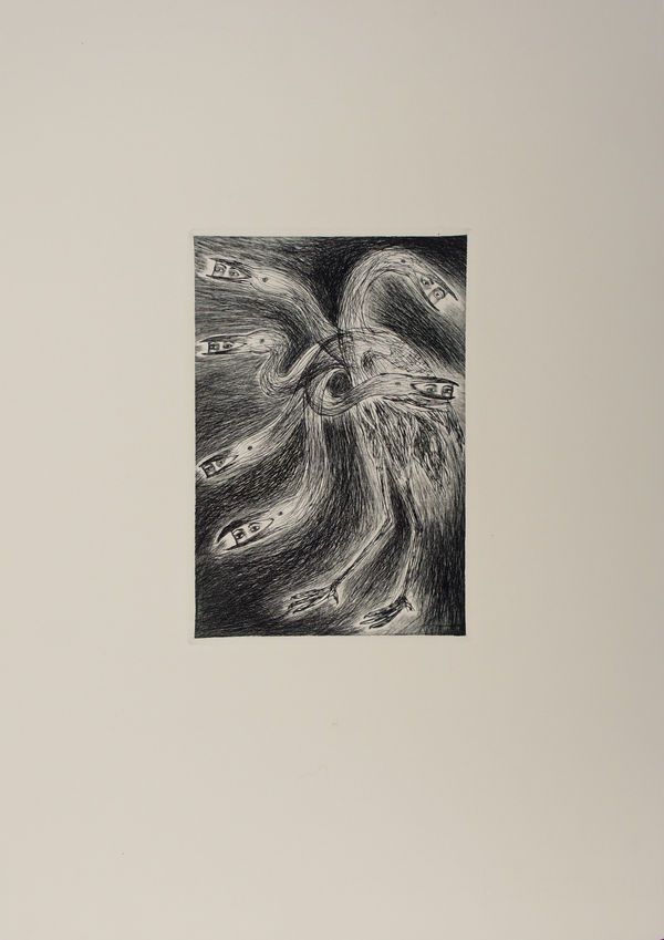 Madhu Das Exile in a Forest, 2021 Intaglio technique/Dry point on Fabriano Rosapina Paper 25 x 36 cm 9 7/8 x 14 1/8 in Edition of 10, 6/10 plus 2 AP