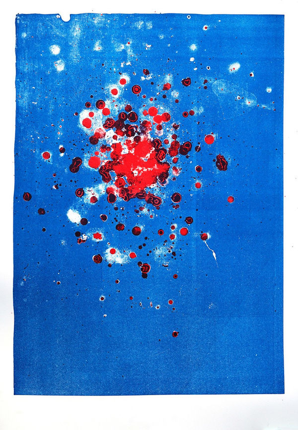 Aban Raza Neele Aasmaan mein Laal Sitara Lithograph 75.5 x 55.8 cm 29 3/4 x 22 in Edition 1 of 2