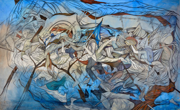 Vikrant Bhise Namantar: Struggle of Transformation, 2023 Acrylic on canvas 304.8 x 487.7 cm 120 x 192 in