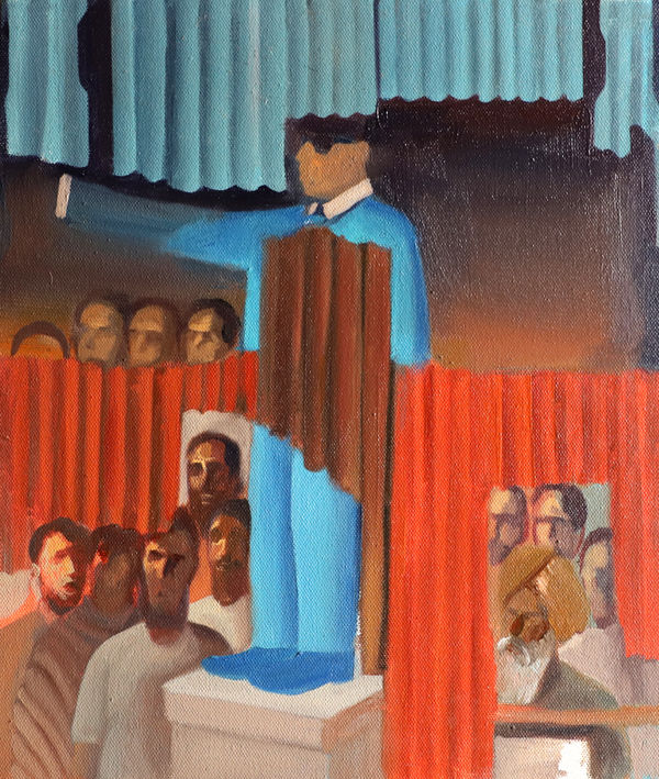 Vikrant Bhise The Rise of Protests 25, 2021 Oil on canvas 31 x 36 cm 12 1/4 x 14 1/8 in