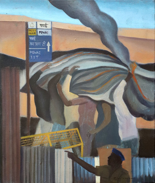 Vikrant Bhise Darshan Solanki, Scholar Suicide (Powai IIT), 2023 Oil on canvas 35.6 x 30.5 cm 14 x 12 in