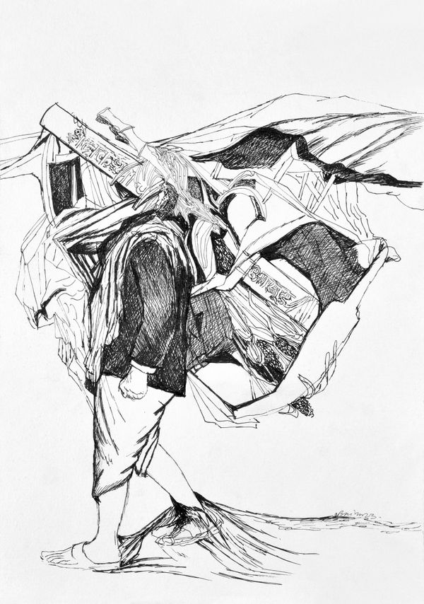 Vikrant Bhise Constitutional Crisis (Phule), 2022 Ink pen on paper 29.7 x 21.1 cm 11 3/4 x 8 1/4 in