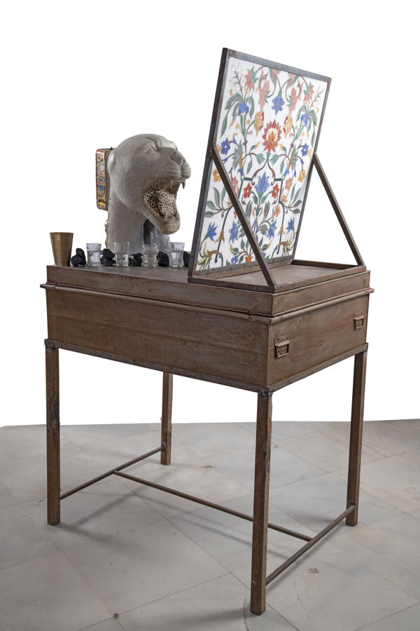 A mix media installation titled 'Separated by a Forest' by contemporary Indian artist Probir Gupta