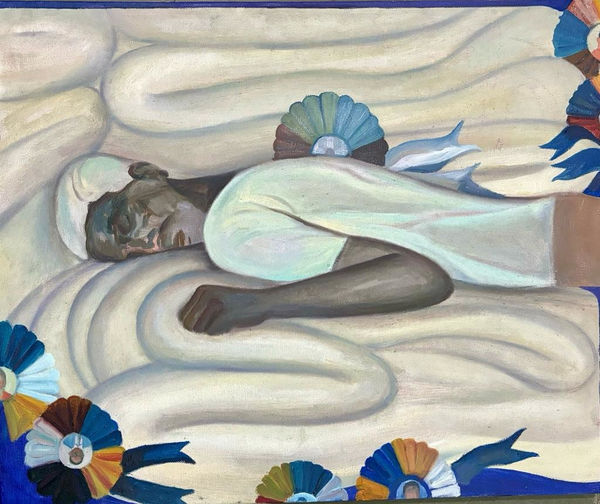 Vikrant Bhise Jayanti and Labour, 2023 Oil on canvas 45.7 x 61 cm 18 x 24 in