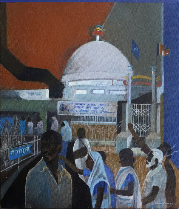 Vikrant Bhise Mahaparinibbana: Chaityabhoomi III, 2022 Acrylic on canvas 35.6 x 30.5 cm 14 x 12 in
