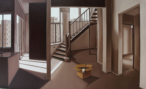 Bhartti Verma Ambiguity, 2021 Cloth, mount board & oil on canvas 91.4 x 152.4 cm