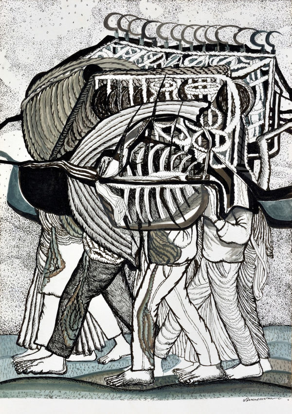 Vikrant Bhise Constitution, Labour, and Democracy V, 2022 Watercolour and ink on paper 29.7 x 21.1 cm 11 3/4 x 8 1/4 in