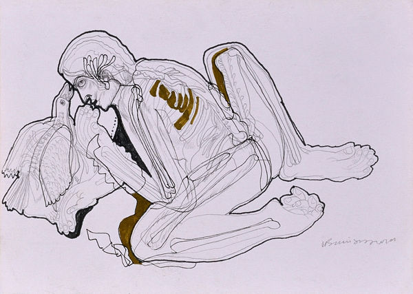 Vikrant Bhise Existence: Conflicts, Poverty 74, 2022 Gouache on paper 17.8 x 12.7 cm 7 x 5 in