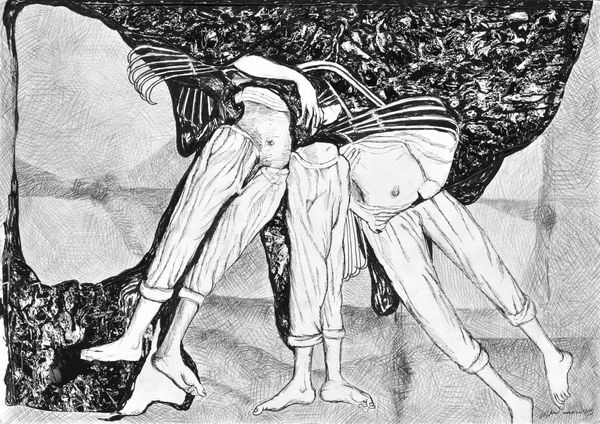 Vikrant Bhise Sanitary Workers II (01), 2023 Ink pen on paper and collage 21.1 x 29.7 cm 8 1/4 x 11 3/4 in